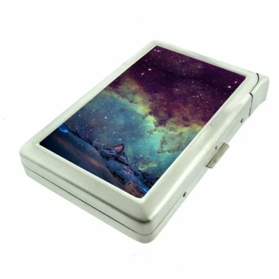 Starry Night Em3 Cigarette Case with Built in Lighter Metal Wallet