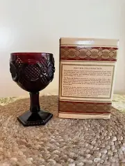 Vint. Avon Ruby 6" Water Goblet/Candle 1876 Cape Cod Collection, Christmas Gift