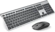 Wireless Keyboard and Mouse Combo Rechargeable 2.4G Full Size Thin Ergonomic an