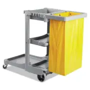 Boardwalk Janitor's Cart, Three-Shelf, 22w x 44d x 38h, Gray