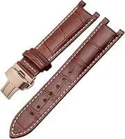 [NFGZFNMKYW] Notched Watchband Crocodile Grain Watch Strap Fit For GC Fit For Guess Fit For Pasha Leather Waterproof Wristband 20 * 11mm 22 * 13MM Men(A-brown-b-rose gold,20-12mm)