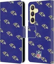 Head Case Designs Officially Licensed NFL Patterns Baltimore Ravens Artwork Leather Book Wallet Case Cover Compatible with Samsung Galaxy S24 5G