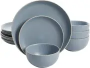 Gibson Home Rockaway Dinnerware Set, Service for Four (12pcs), Blue