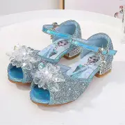 Girls Sandals Frozen 2 Elsa Princess Shoes Little Girls Crystal Shoes Children High Heels Catwalk Show Shoes picture color3 26