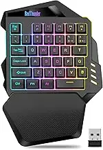 RedThunder Wireless One-Handed Gaming Keyboard, 2.4Ghz RGB Backlit Mini Gaming Keypad, Rechargeable 2000mAh Battery for PC Gamer