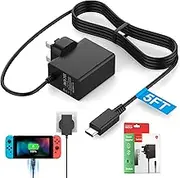 for Nintendo Switch Charger Cable Ac Power Adapter UK for Switch lite, Dock, OLED, Pro Controller Plug 15V 2.6A Fast Charging Support TV Mode