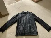 $99.50 NWT BUFFALO David Bitton Kids Boys Black Faux Leather Fur Jacket M(10/12)