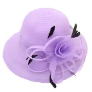 Church Hats Women's Organza Church Derby Hat Feather Veil Fascinator Bridal T...