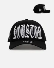 [New Era] New Era Houston Astros 'Oversized Gothic Script Crown' 9forty A-frame Snapback Black/white - Size ONE ONE Black/White