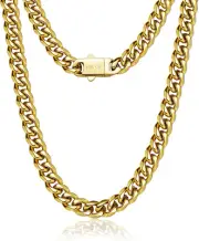 7Mm Silver Chain for Men Miami Cuban Link Mens Chain,925 Sterling Silver/14K Gol