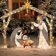 Lighted Outdoor Nativity Scene - Kongque Christmas Holy Family Yard Decoration