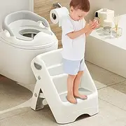 Uandhome Step Stool for Kids, Foldable Anti-Slip 2-Step Stool for Toilet Potty Training, Sturdy Child Step Stool with Handles to Reach Kit