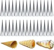 30 PCS Non-Stick Large Stainless Steel Cream Horn Molds - 5" Big Size for DIY Cooking Danish Pastry, Lady Lock Form, Croissant Roller, Ice Cream Egg Roll