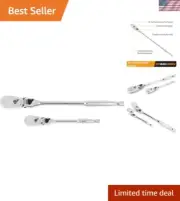 2 Piece Alloy Steel Ratchet Set Teardrop Locking Flex Head 84 Tooth Professional