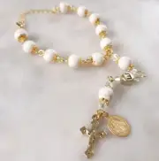 personalised Initial Rosary Bracelet Hanging Bracelet New Born Religious Gift