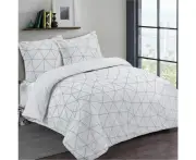 Vision 100% Cotton Duvet Set - 1 x Duvet Cover (240 x 260 cm) and 2 x Pillow Cases (65 x 65 cm), White and Black