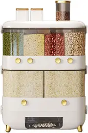 10kg Cereal Storage Rice Dispenser Kitchen 6 in1 Pantry Grain Dry Food Container