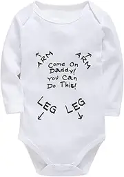 [WOOYONGING] Daddy You Can Do This Coming Home Outfit Boy Long Sleeve Baby Boy Bodysuit Long Sleeve White 3-6 Month Onsies