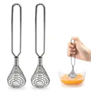 2Pcs 410 Stainless Steel Egg Spring Coil Whisk Handheld Milk Frother Foamer Beater