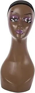 Teruyol Female Mannequin Head Wig Stand Portable Smooth Multipurpose with Shoulder Professional Manikin Head for Jewelry Hats Home, Violet Lip