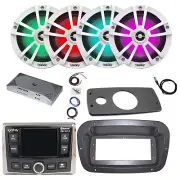 JBL Marine Radio, ANT, Amp w/Kit, 4x 6.5" LED White Speaker,Spa Bezel, Adapter