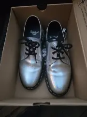 Dr. Martens Woman's 1461 in Silver Lazer Iced Metallic Oxford Shoes Size 6 New