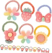 NOLITOY Little Girls Hair Accessories 20pcs Cartoon Hair Ties Soft and Elastic Ponytail Holders for Toddlers