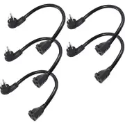 [5 PACK] Flat Plug Short Power Extension Cord - 8inch Low Profile Flat Plug 3