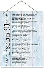Inspirational Wood Art Sign, Psalms 91 Wall Plaque, Hanging Printed Bible Verse, Christian Scripture for Home or Office Decor 10 X 7.8 Inch