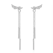 2PCS Copper Jewelry Fashion Woman Earring Retro Angel Wings Long Tassel Earrings