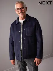 Navy Blue Premium Soft Touch Wool Rich Shacket (N25183) | $180