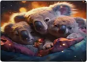 [vacsAX] Soft Flannel Area Rug | 80x58 in | Non-Slip & Washable | Ideal for Living Room, Bedroom, Office The Koala Family