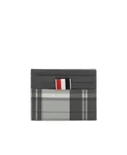 Thom Browne Logo-Tag Check-Pattern Cardholder One size Black