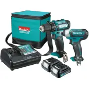 Makita Cordless Drill Impact Driver Tool Power Charger Battery 2 Piece Combo Kit