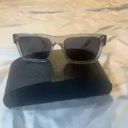 NIB Prada Polarized SPR25Z U430A9 crystal Gray transparent chunky Sunglasses