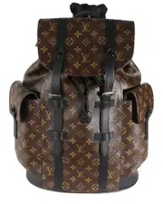Louis Vuitton Black, Brown Canvas Christopher Backpack MM (Authentic Pre- Loved)