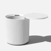 Veradek Cooler Side table 21" Round Plastic-Stone Composite Swivel-Top Lid White
