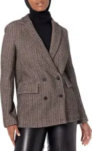 THEORY Women's Multicolor Cotton Wool Piazza Button Walden Tweed Blazer Size 4