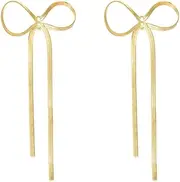 [LOKLIFFAI] 925 Sterling Silver Bow Drop Dangle Earrings for Women Girls Long Tassel Chain Earrings Wedding Statement Jewelry