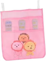 HONITANO Crib Hanging Storage Bag Durable Mesh Nursery Organizer for Diapers Wipes Wall Mounted Pouch with Straps for Rooms Pink