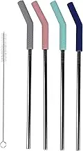 Decor Go Reusable Stainless Steel Straws Pack of 4 Pieces
