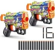 XShot Skins Sonic Spike Menace Blaster (2 Blasters) - Skin with Sonic The Hedgehog (16 Darts) by ZURU