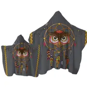 Cute Native Owl Dream Catcher for Kids Towel with Hood