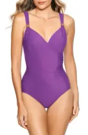 Miraclesuit Razzle Dazzle Siren Orchid One-Piece Swimsuit L77729 Size US 12