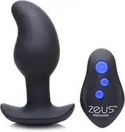 Zeus Electrosex 8X Volt Drop Vibrating and E-Stim Silicone Prostate Massager with Remote, Black