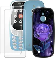 [MILEGOO] Nokia 3310 4G Case + 2PCS Screen Protector Tempered Glass, Ultra Thin Bumper Shockproof Soft TPU Silicone Cover for Nokia 3310 4G (2.4”)
