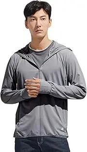 [TQQEPOOL] Mens UPF 50+ Sun Protection Hoodie Jacket with Thumb Holes Cooling Lightweight Fishing Hiking Cooling Shirts Men