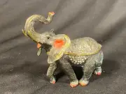 HINGED ELEPHANT TINKET BOX....ENAMELED and JEWELED