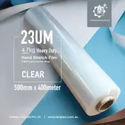 1 Roll 500mm x 400m 23um 4.7KG Heavy Duty Clear Shrink Stretch Film Pallet Wrap