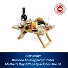 Mothers Day Gift Foldable Picnic Table with Wine & Glass Holder Perfect for Mums